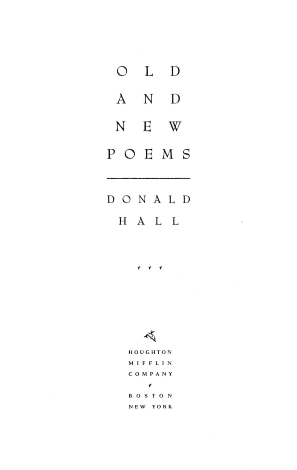 Old and New Poems Donald Hall