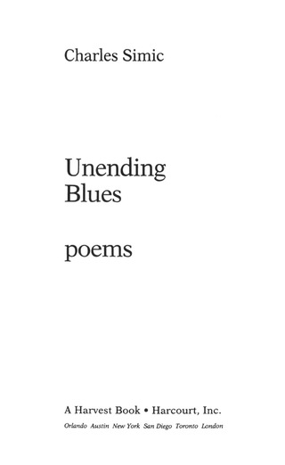 Cover image: Unending Blues 9780156928311