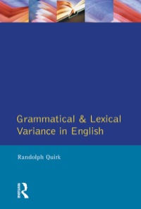 Cover image: Grammatical and Lexical Variance in English 9780582253582