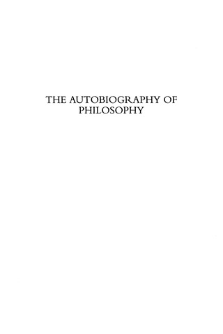 Cover image: The Autobiography of Philosophy 1st edition 9780847692262