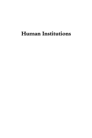 Imagen de portada: Human Institutions 1st edition 9780742525580