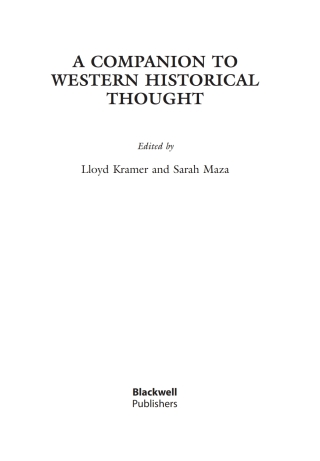 Cover image: A Companion to Western Historical Thought 1st edition 9781405149617