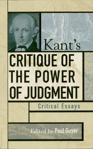 Imagen de portada: Kant's Critique of the Power of Judgment 1st edition 9780742514188