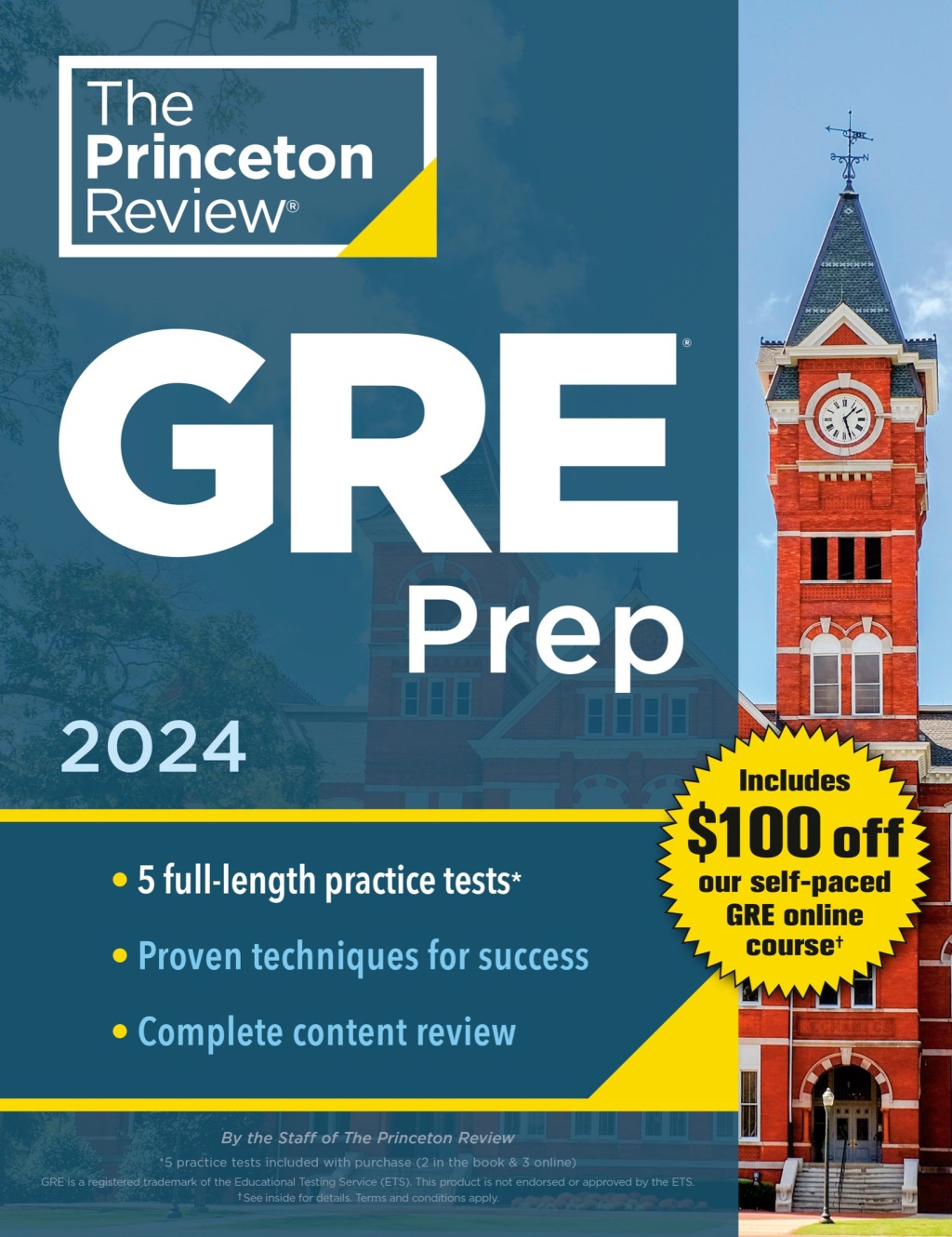 Princeton Review GRE Prep, 2024 5 Practice Tests + Review & Techniques + Online Features