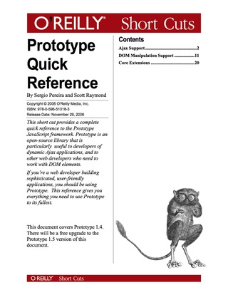 Cover image: Prototype Quick Reference 1st edition 9780596557447