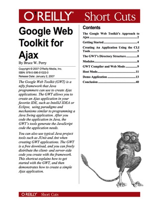 Cover image: Google Web Toolkit for Ajax 1st edition 9780596557478