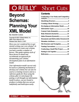 Cover image: Beyond Schemas: Planning Your XML Model 1st edition 9780596558734