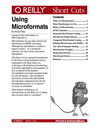 Cover image: Using Microformats 1st edition 9780596559076