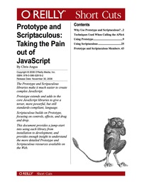 Cover image: Prototype and Scriptaculous: Taking the Pain out of JavaScript 1st edition 9780596559236