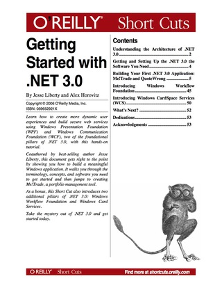 Cover image: Getting Started with .NET 3.0 1st edition 9780596559250