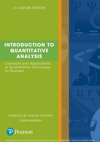 Cover image: Introduction to Quantitative Analysis (Custom Edition) 1st edition 9780655700630
