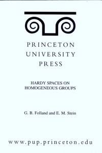 Cover image: Hardy Spaces on Homogeneous Groups. (MN-28), Volume 28 9780691083100