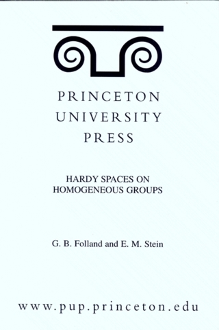 Cover image: Hardy Spaces on Homogeneous Groups 9780691083100