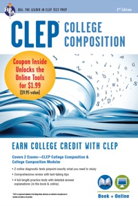 Omslagafbeelding: CLEP® College Composition 2nd Ed.,  Book + Online 9780738611334