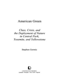 Cover image: American Green 9780739102299