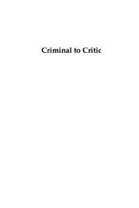صورة الغلاف: Criminal to Critic 9780739129104