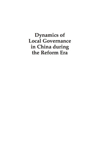 Cover image: Dynamics of Local Governance in China During the Reform Era 9780739126882