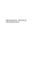 Cover image: Advancing Critical Criminology 9780739112526
