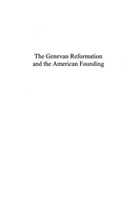 Cover image: The Genevan Reformation and the American Founding 9780739106396