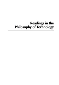 Cover image: Readings in the Philosophy of Technology 2nd edition 9780742514881