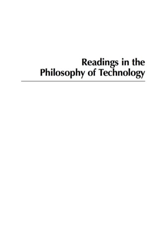 Cover image: Readings in the Philosophy of Technology 2nd edition 9780742564008