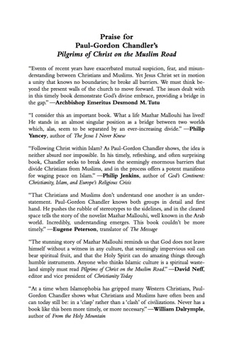 Cover image: Pilgrims of Christ on the Muslim Road 9780742566033