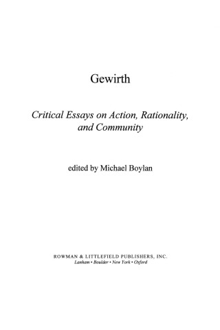 Cover image: Gewirth 1st edition 9780847692583
