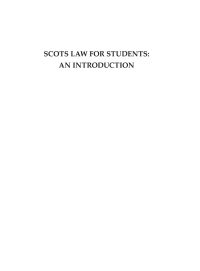 Cover image: Scots Law for Students: An Introduction 9781845860158