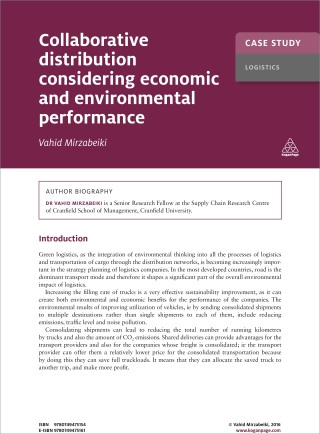 表紙画像: Case Study: Collaborative Distribution Considering Economic and Environmental Performance 1st edition 9780749475154