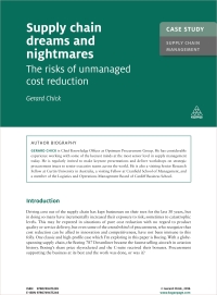 صورة الغلاف: Case Study: Supply Chain Dreams and Nightmares 1st edition 9780749475239
