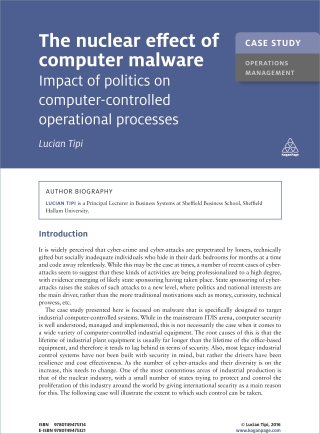 Titelbild: Case Study: The Nuclear Effect of Computer Malware 1st edition 9780749475314