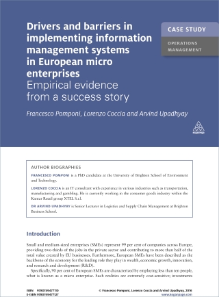 Immagine di copertina: Case Study: Drivers and Barriers in Implementing Information Management Systems in European Micro Enterprises 1st edition 9780749477110