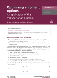 Cover image: Case Study: Optimizing Shipment Options 1st edition 9780749477837