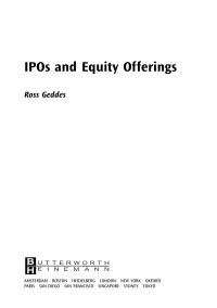 Cover image: IPOs and Equity Offerings 9780750655385