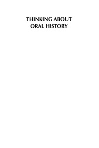 Cover image: Thinking about Oral History 9780759110908