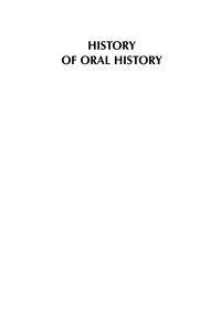 Cover image: History of Oral History 9780759110854