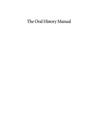 Cover image: The Oral History Manual 2nd edition 9780759111585
