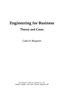 Imagen de portada: Engineering for Business 9780761835523