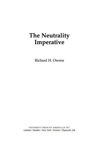 Cover image: The Neutrality Imperative 9780761843061