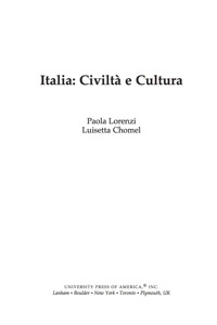 Imagen de portada: Italia: Civilta e Cultura 9780761841579