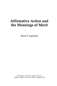 Imagen de portada: Affirmative Action and the Meanings of Merit 9780761843474