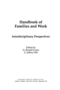 Imagen de portada: Handbook of Families and Work 9780761844358