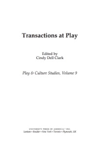 Titelbild: Transactions at Play 9780761844853