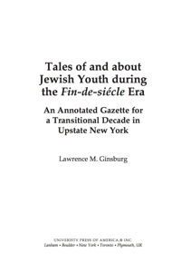 Titelbild: Tales of and about Jewish Youth during the Fin-de-si&#232cle Era 9780761848653