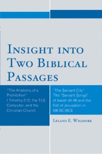 صورة الغلاف: Insight into Two Biblical Passages 9780761852070