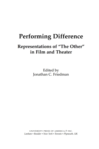 Cover image: Performing Difference 1st edition 9780761841548