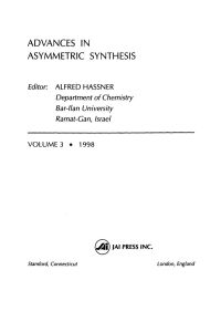 Cover image: Advances in Asymmetric Synthesis, Volume 3 9780762301065