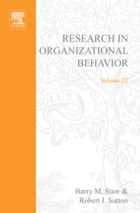 صورة الغلاف: Research in Organizational Behavior 9780762306411