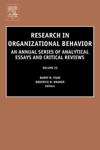 Imagen de portada: Research in Organizational Behavior 9780762310548