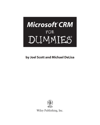 Cover image: Microsoft CRM For Dummies 1st edition 9780764516986
